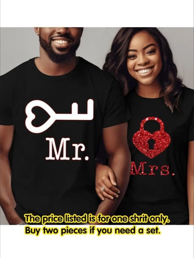 Love Valentine'S Day T-Shirt,   Couple T-Shirt, Couple Christmas, Fashion Casual T-Shirt, Short-Sleeved T-Shirt